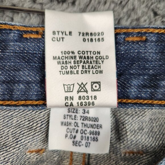 Lucky Brand Jeans 34x32 Blue Classic Fit Denim Distressed Vintage Baggy Y2K 90's - Picture 8 of 12